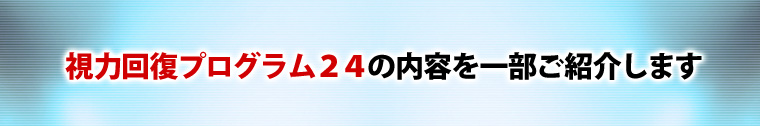 「視力回復プログラム24」の内容を一部ご紹介します