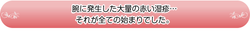 腕に発生した大量の赤い湿疹・・・それが全ての始まりでした。