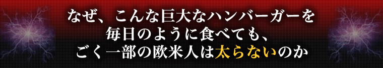なぜ、こんな巨大なハンバーガーを毎日のように食べても、ごく一部の欧米人は太らないのか?