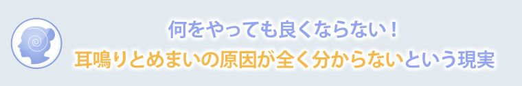 何をやっても良くならない！耳鳴りとめまいの原因が全く分からないという現実。