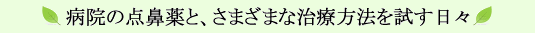 病院の点鼻薬と、さまざまな治療法を試す日々