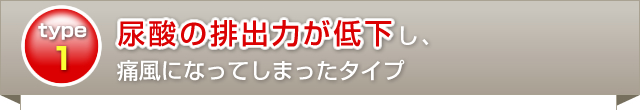尿酸の排出力が低下し、痛風になってしまったタイプ