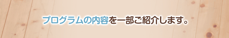プログラムの内容を一部ご紹介します。