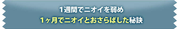 １週間でニオイを弱め１ヶ月でニオイとおさらばした秘密