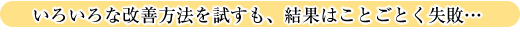 いろいろな改善方法を試すも、結果はことごとく失敗…