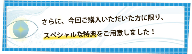 今、ご購入いただいた方にスペシャルな特典を無料でプレゼント！