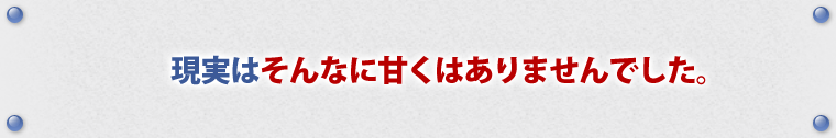 現実はそんなに甘くはありませんでした。