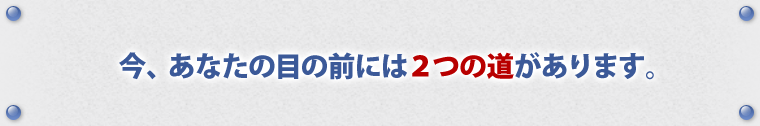 今、あなたの目の前には2つの道があります。