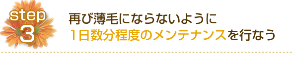 ステップ３ 再び薄毛にならないように、1日数分程度のメンテナンスを行なう